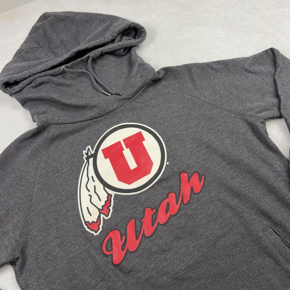 Utah Utes Colosseum Hooded Pullover Sweatshirt Womens L Gray Collegiate Football